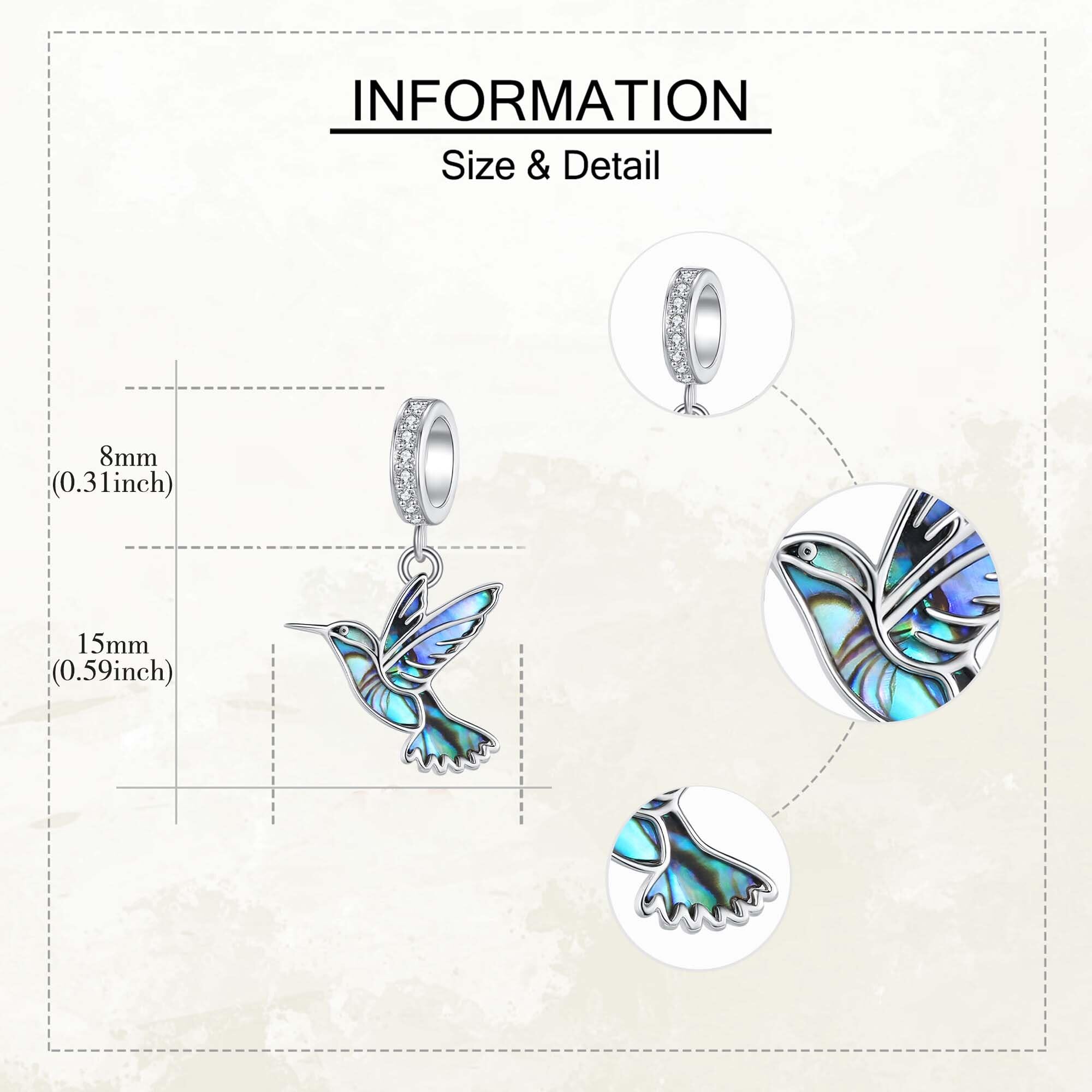 DAYLINLOVE Kolibri Charm S925 Sterling Silber Kolibri Perlen Geschenke Süßer Vogel Schmuck für Frauen Kolibriliebhaber