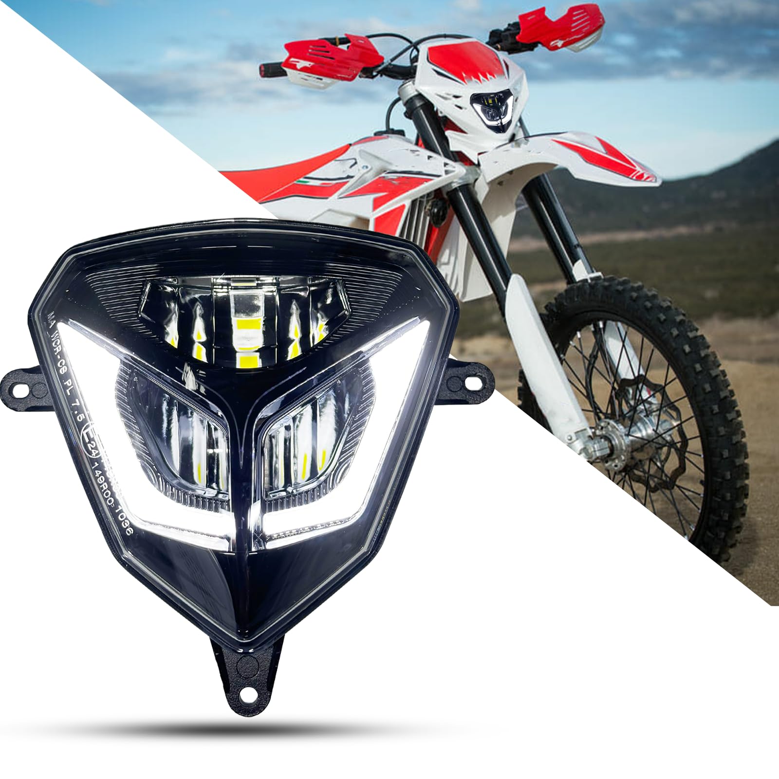 50 W LED moto faro omologato E con luce di marcia diurna per Beta RR125 200 4T250 300 2T 350 390 430 480 4T 2008-2024 Beta X-Trainer 2015-2024
