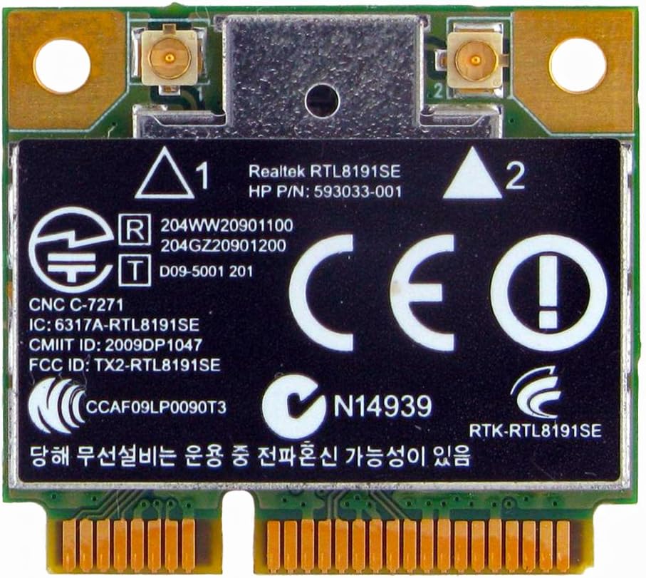 HP Compaq Wireless RTL8191SE Card 802.11b/g/n Wifi Adapter 593033-001