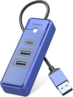 ORICO 4-Port USB HUB 3.0, USB Splitter for Laptop with 0.49ft Cable, Multi USB Port Expander, Fast Data Transfer Compatible with Mac OS 10.X and Above, Linux, Android (PWC2U-U3-015-BL)