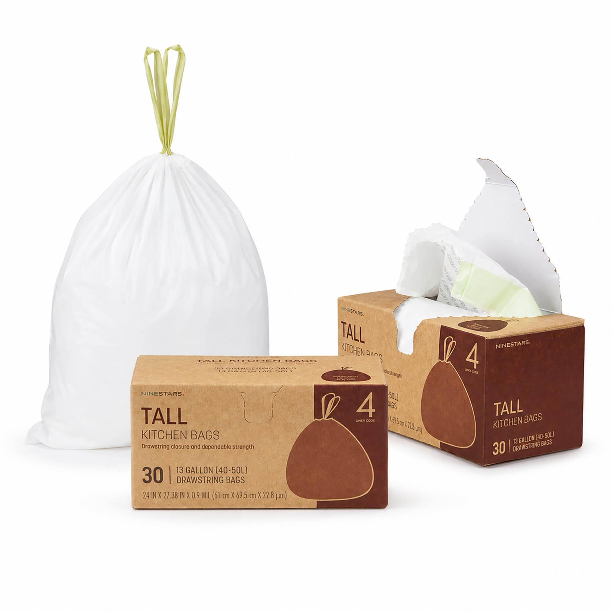 Bolsas de basura de 30 unidades, bolsas de basura blancas con cordón, resistentes a fugas, resistentes al desgarro, sin perfume, para baño, oficina, dormitorio (24.6 x 27.3 pulgadas)
