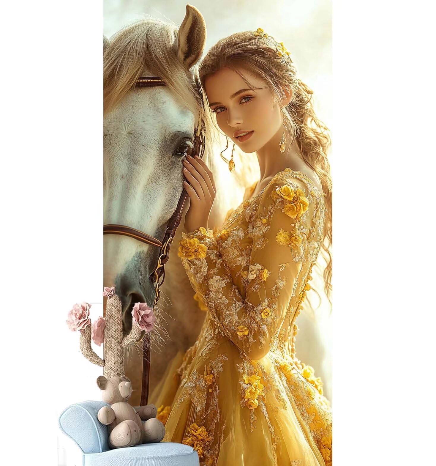 Cexeqee Dipingere con i Numeri per Adulti Bambini, Paint by Numbers con Pennelli Pittura a Pigmento Acrilico, Fai Da Te con Kit, Decora la casa Regalo (Senza Cornice)- Ragazza,Cavallo 50x125cm V-776