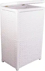 Cesto de Roupa Fibra Sintética Artesanal 36x25x60 Branco