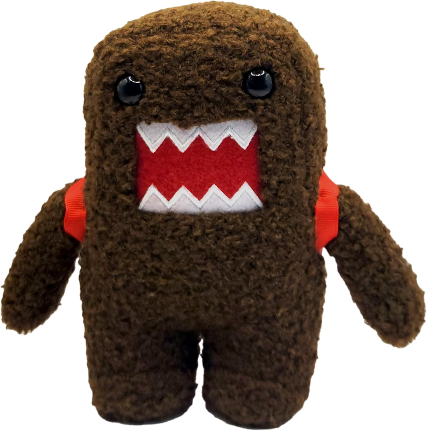 Domo Kun Brown Monster 6.5-Inch Plush- Red Backpack, Toy For Kids & Adults