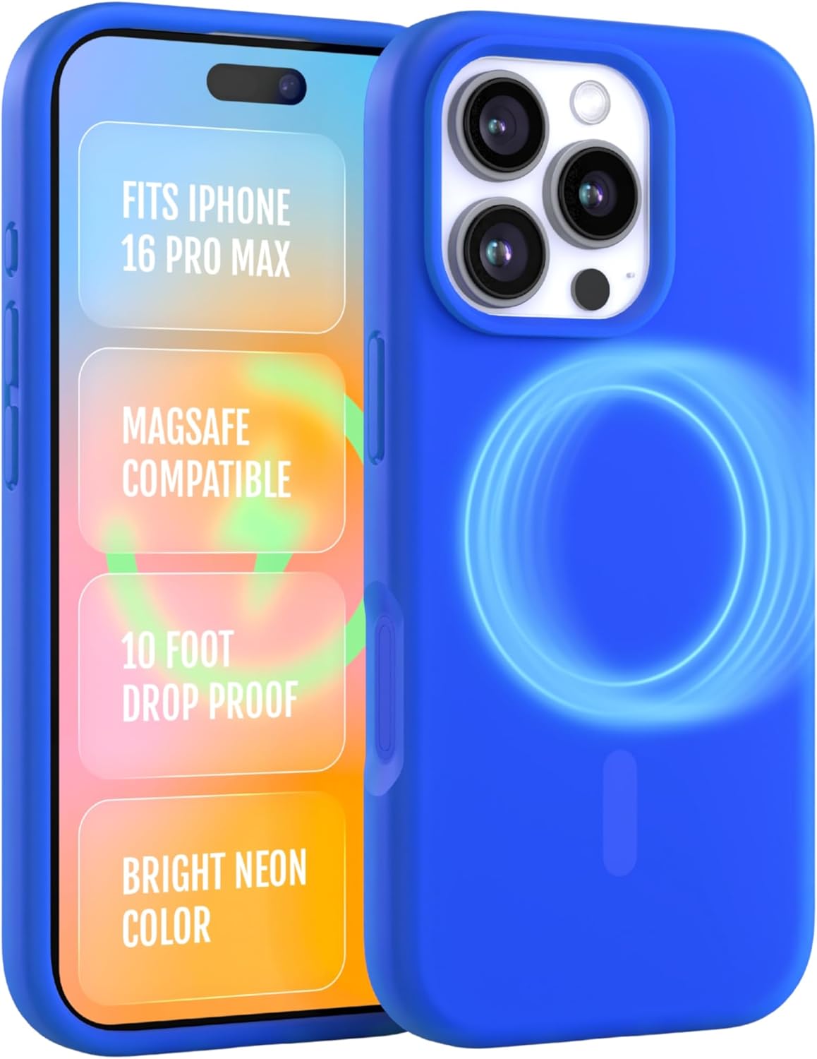 FELONY CASE for Apple iPhone 16 Pro Max Case - MagSafe Phone Case, Liquid Silicone, Vibrant Color with Anti-Scratch Microfiber Lining, Non-Slip Grip & 360° Shockproof Protection (Blue)