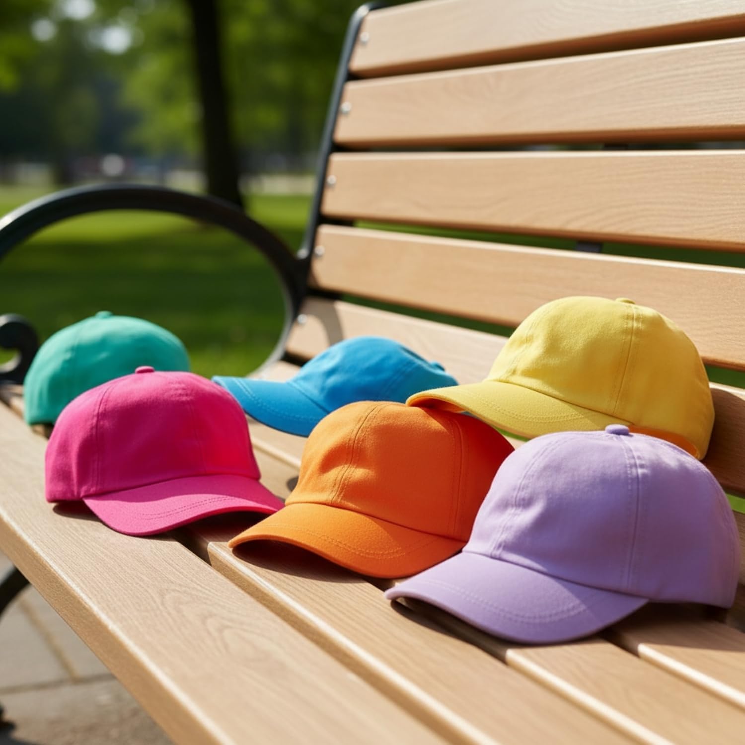 Bright Pastel Baseball Caps - 12 Pieces Multicolor