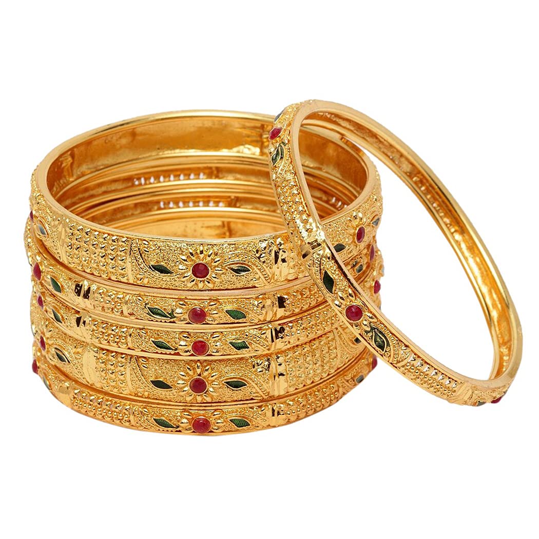 Shining Diva Fashion Set of 6 Latest Traditional Stylish Gold Plated Bangles for Women (Golden) (11792b_2.6) (B09BZ32R4D) Amazon Price History, Amazon Price Tracker