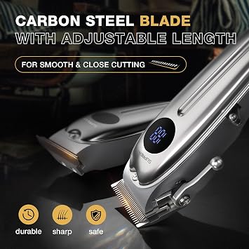 SUPRENT Professional Rechargeable Hair Clipper-Hair Clippers for Men, Cordless Hair Cutting Kit with LED Display