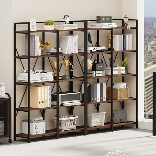 Miniatura 4 de BON AUGURE Estantería industrial, estanterías y estanterías Etagere, estantes altos y grandes para libros de granja, estantería abierta de 5