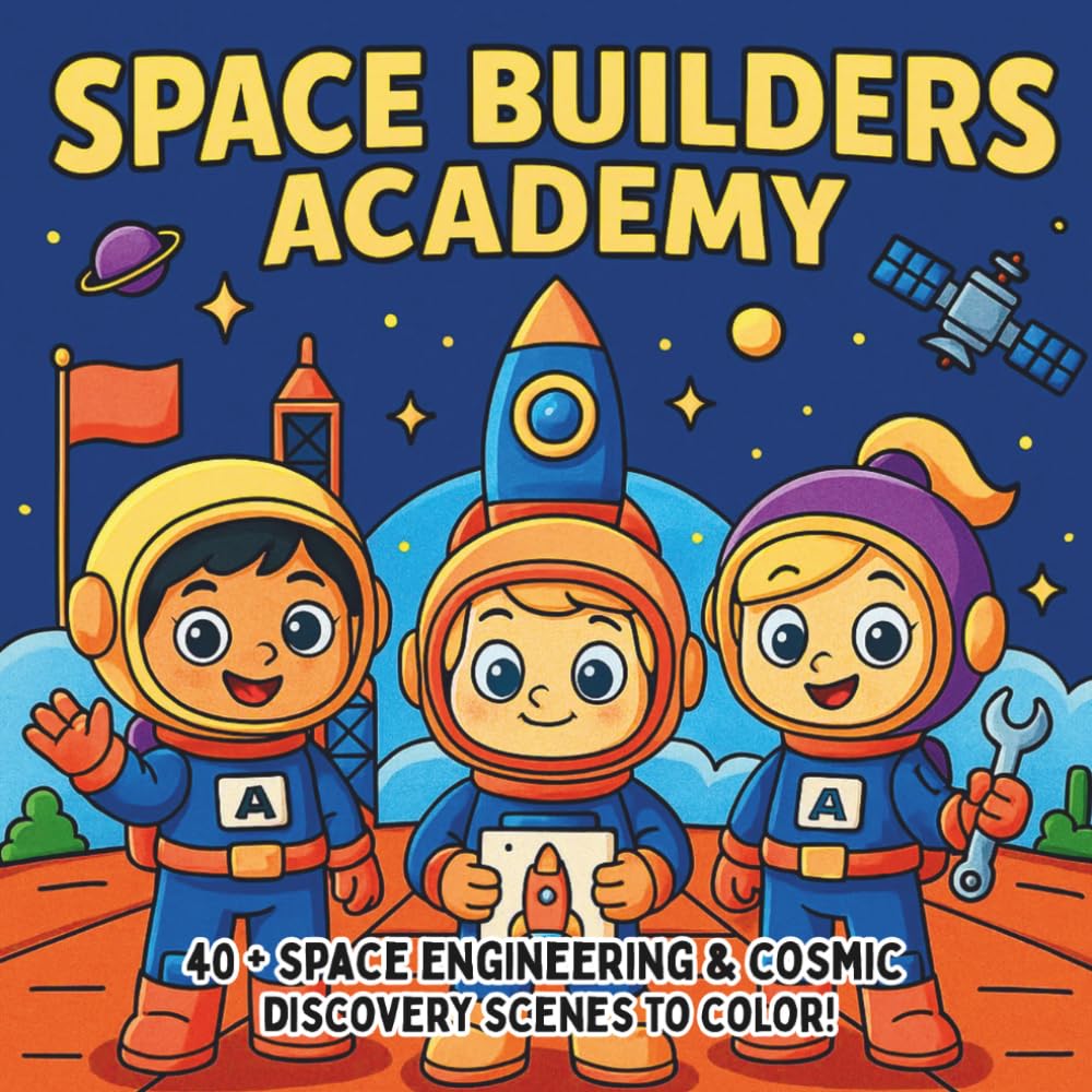 Space Builders Academy: Rocket Design, Cosmic Construction & Galactic Discovery — A STEM Coloring Book for Kids Who Love Space, Science, and Invention (STEM Learning Coloring Books for Kids)