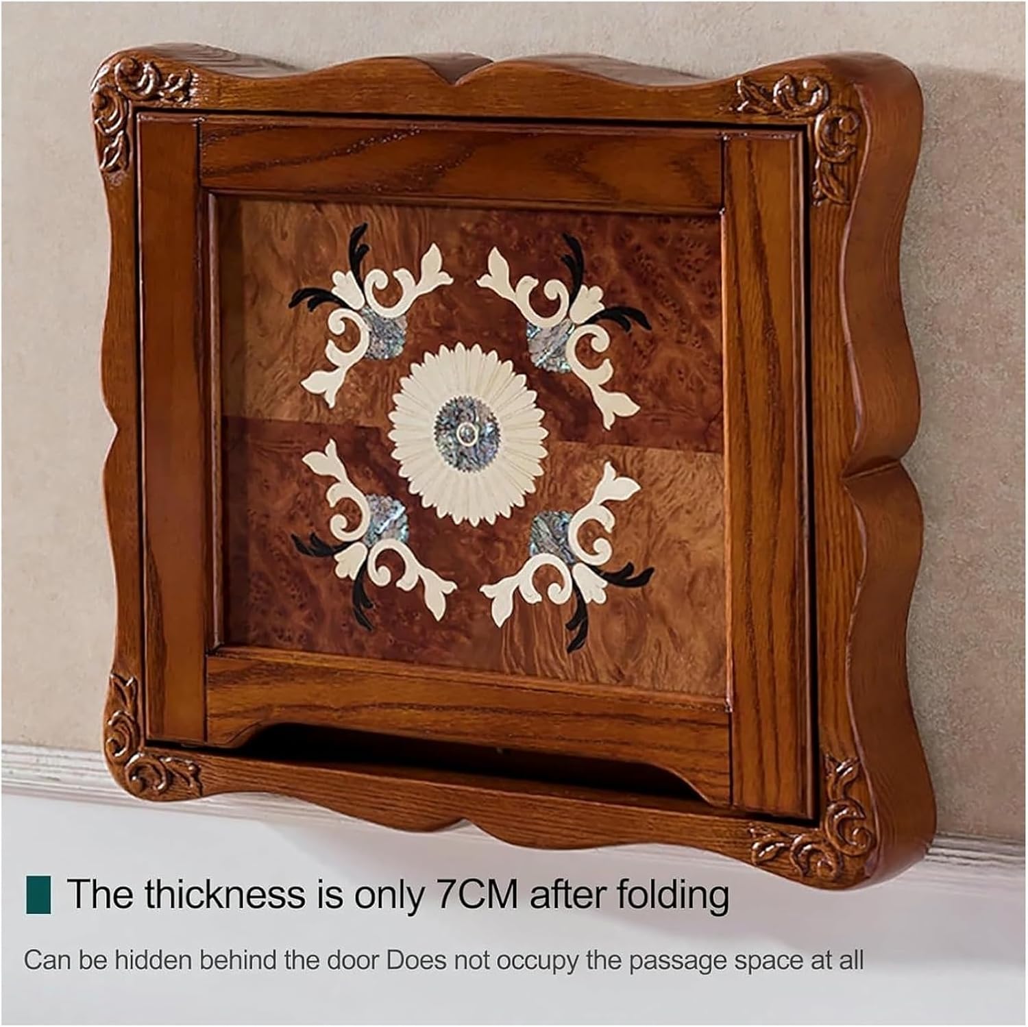 Wall-Mounted Folding Shoe Changing Stool - Extra-Wide Seat for Living Room, Bedroom, Aisle, Porch, and Bathroom(Light Brown)