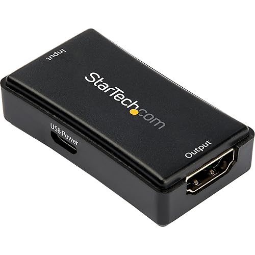 StarTech.com Amplificador de señal HDMI de 45 pies  45.9 ft - 4K 60Hz - Alimentado por USB - Repetidor y amplificador en línea HDMI - Soporte de