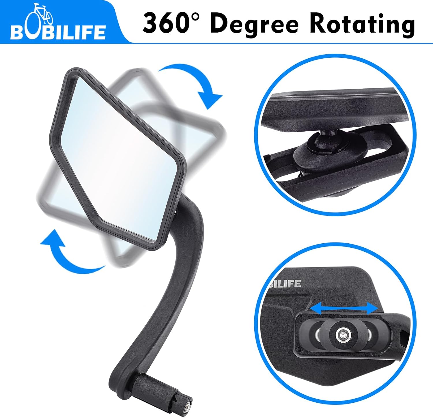 Bike Handlebar Bar End Rear View Mirror - Big Size 360° Adjustable HD Convex Glass Lens Rearview Side Mirrors for Mountain Bike Bicycle Scooter E-bike, 2 Pack