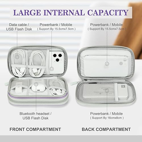 Miniatura 3 de FYY Organizador electrónico, organizador de cables de viaje, bolsa de transporte para accesorios electrónicos, portátil, impermeable, doble capa,