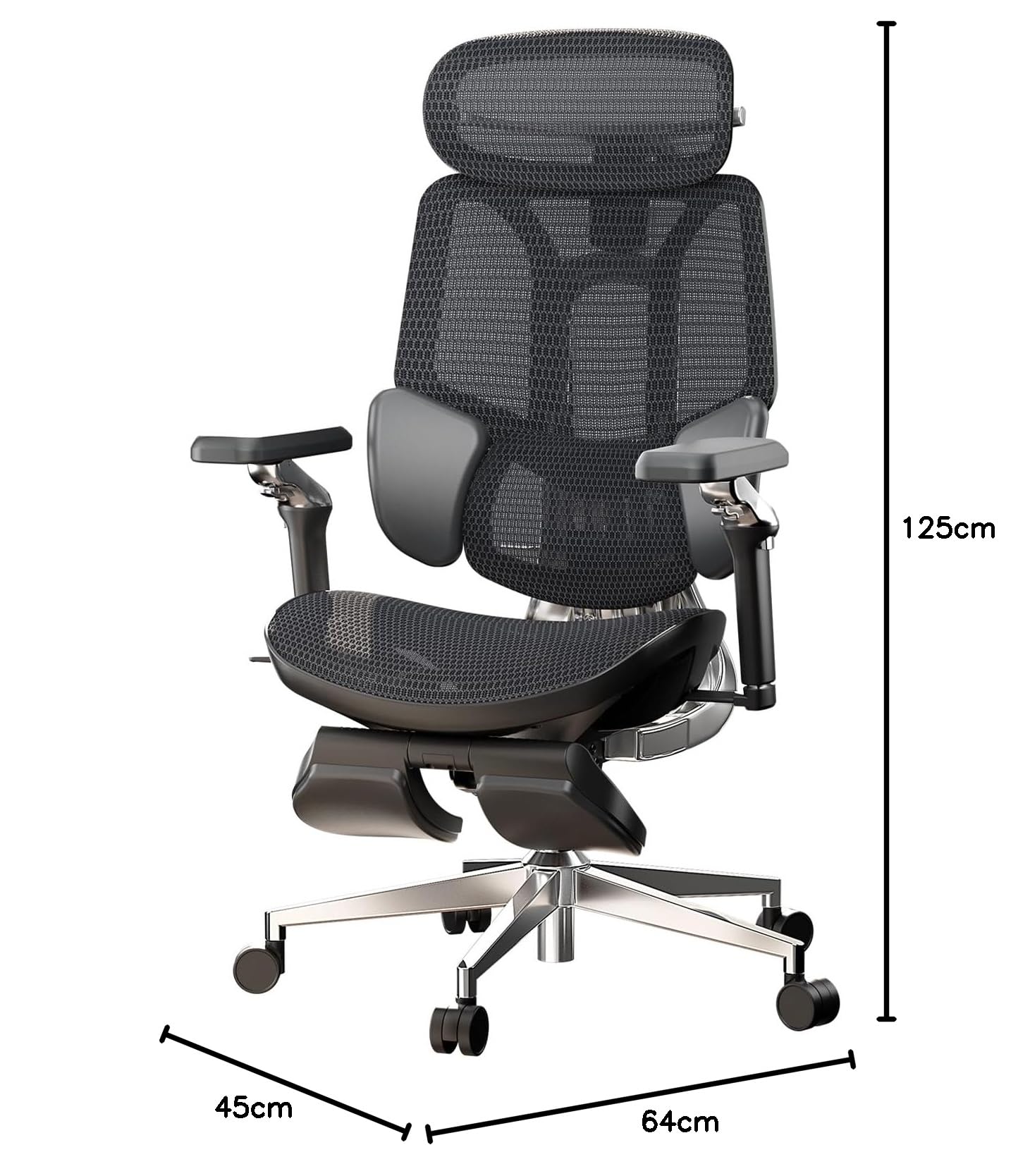 Hbada E3 Ultra - Silla de Oficina ergonómica Premium con Soporte Lumbar dinámico 3 Zonas, reposabrazos giratorios 360° y cabecera Ajustable 4D (Negro)