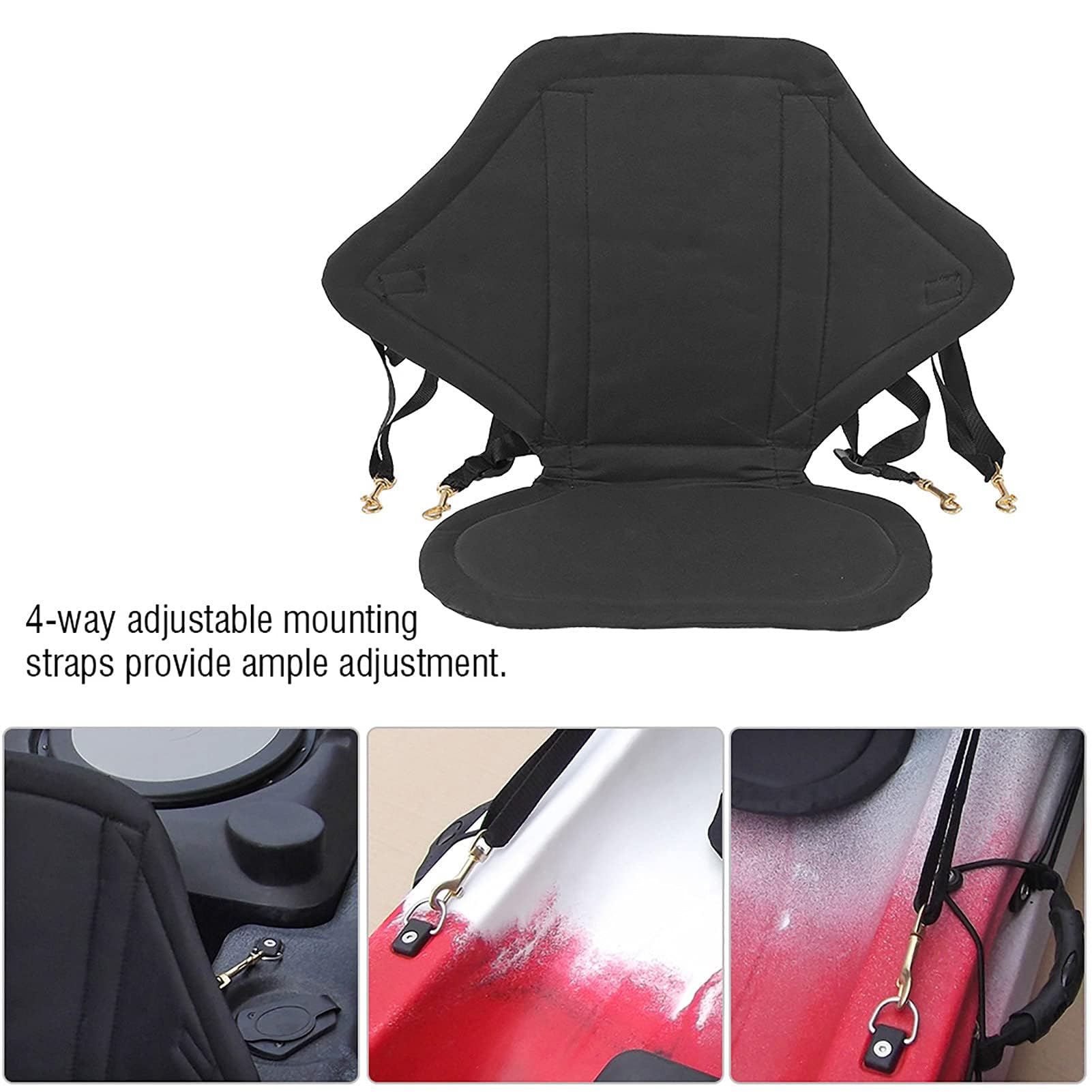 Asiento de kayak Asiento de respaldo de kayak Asiento de canoa Silla para tabla de Correas ajustables Asiento de kayak cómodo portátil con respaldo acolchado para tablas de surf de y cojines d
