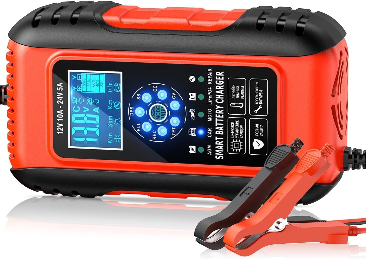 Caricabatteria Intelligente 10A 12V/24V Display LCD