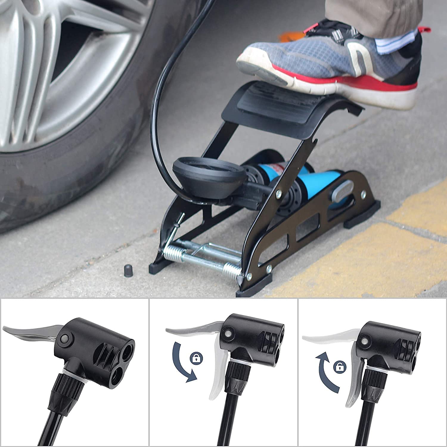 IGADG- Making Life Simple Portable Double Barrel Foot Pump Air Compressor for Bike Air Pump for Motorbike Bicycle for Football Cycle Pumps for Bicycle car air Pump (Double Cylinder) 2