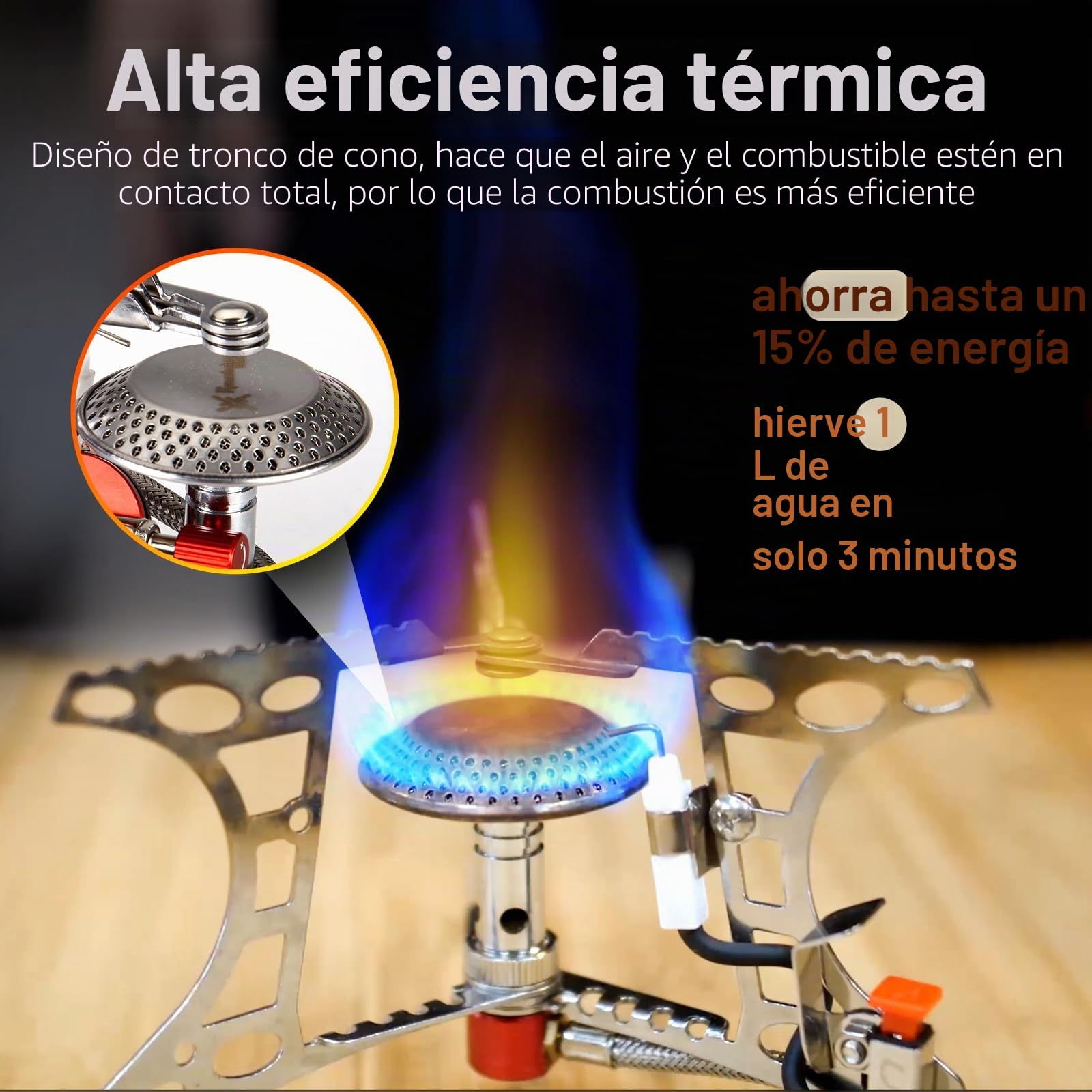 Bulin hornillo de Camping con Encendido piezoeléctrico, hornillo de Gas Plegable a Prueba de Viento, Ideal para Outdoor, Camping, Trekking, Senderismo y Picnic