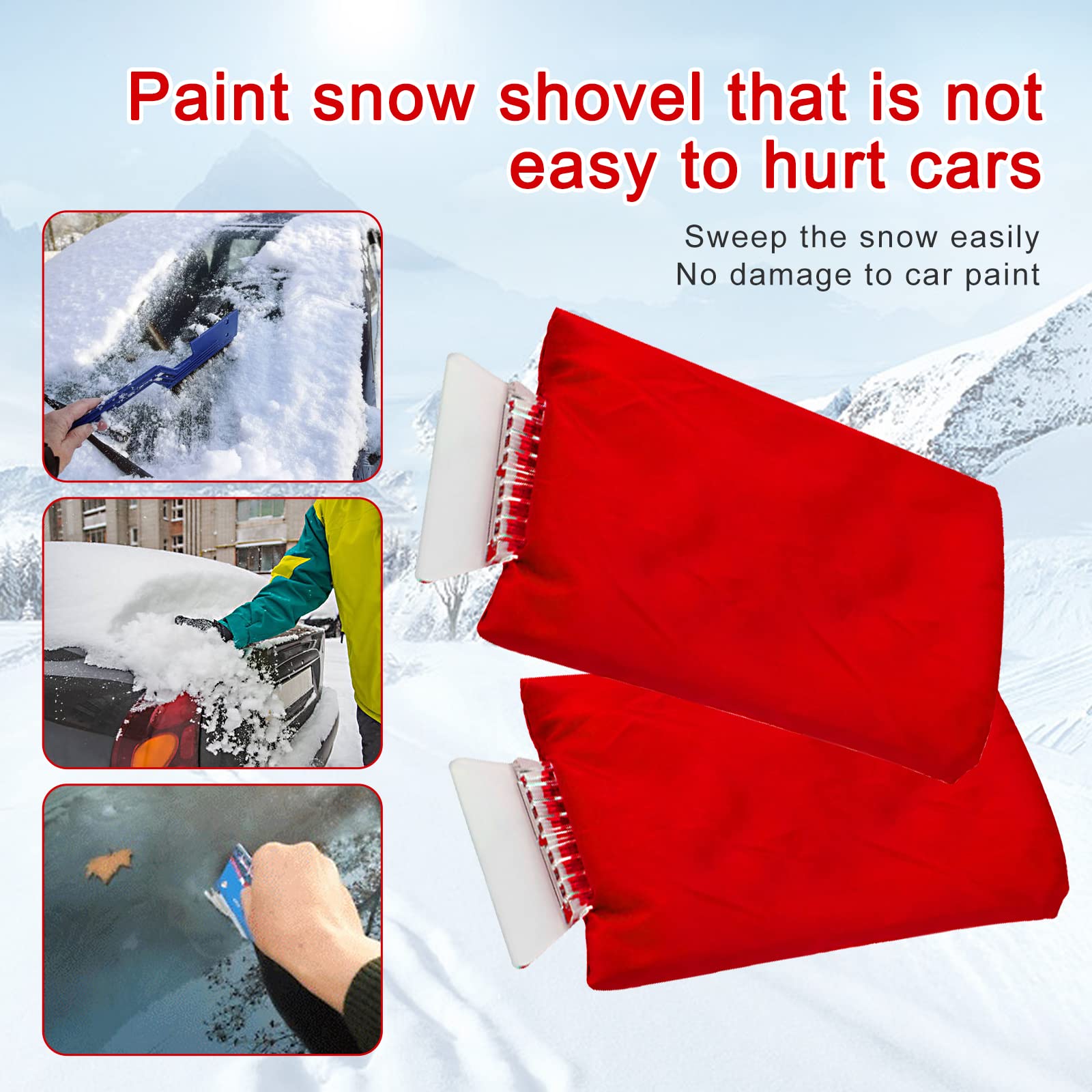 Gants Grattoir à Glace - Griffe D'Ours Avec Grattoir Intégré - Gants Chauds D'Hiver Pour Dégivrage Voiture - 6