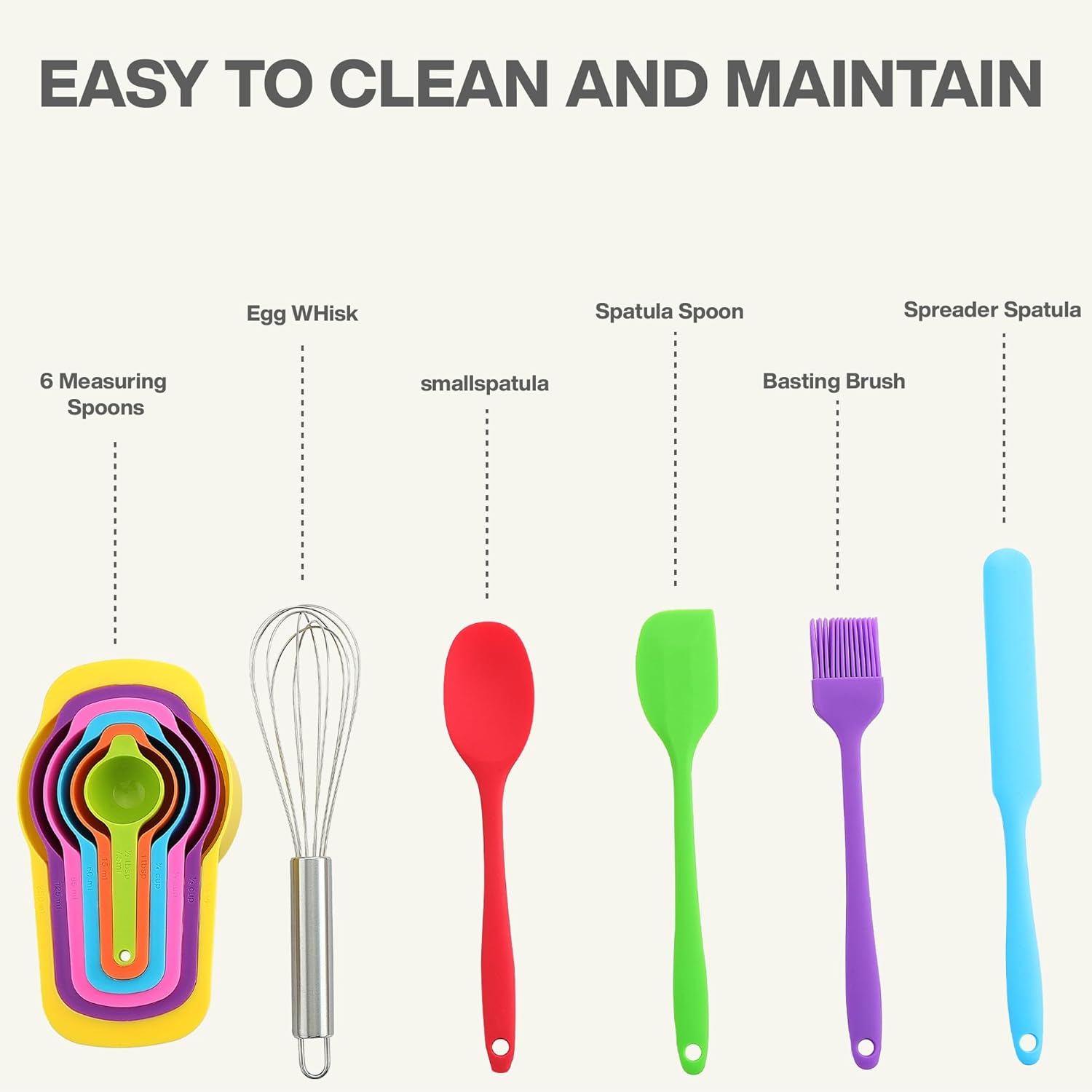 Mixing Bowls with Lids Set, 7PCS Mixing Bowl set for Baking Cooking Prepping & Food Storage, Stainless Steel Mixing Bowls Multi-Color, Includes Measuring Cups Spoon brush whisk and Bowls for Kitchen