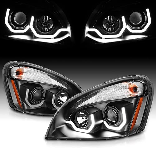 AmeriLite Juego de barras LED dobles de repuesto para proyector negro para 2008-2020 Freightliner Cascadia par bombilla de haz altobajo incluida