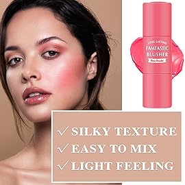Cream Blush Stick with Brush,Waterproof Multi Cream Makeup Stick,Lightweight,Long-lasting,2 in 1 Multi Blush for Cheeks & Lip Tint & Eyeshadow Makeup(02 Rose Power)