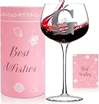 Personalized Monogram Gifts for Women, Birthday Gifts for Women, Customized Initial A-Z Wine Glass, Birthday Decorations for Women, Christmas Birthday Gifts for Her Mom Wife Sister Daughter Friend (C)
