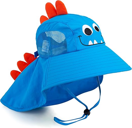 Kids Sun Hat UPF 50+ Boy Girl Protection Hat Wide Brim Beach Hats with Mesh and Adjustable Chin Strap