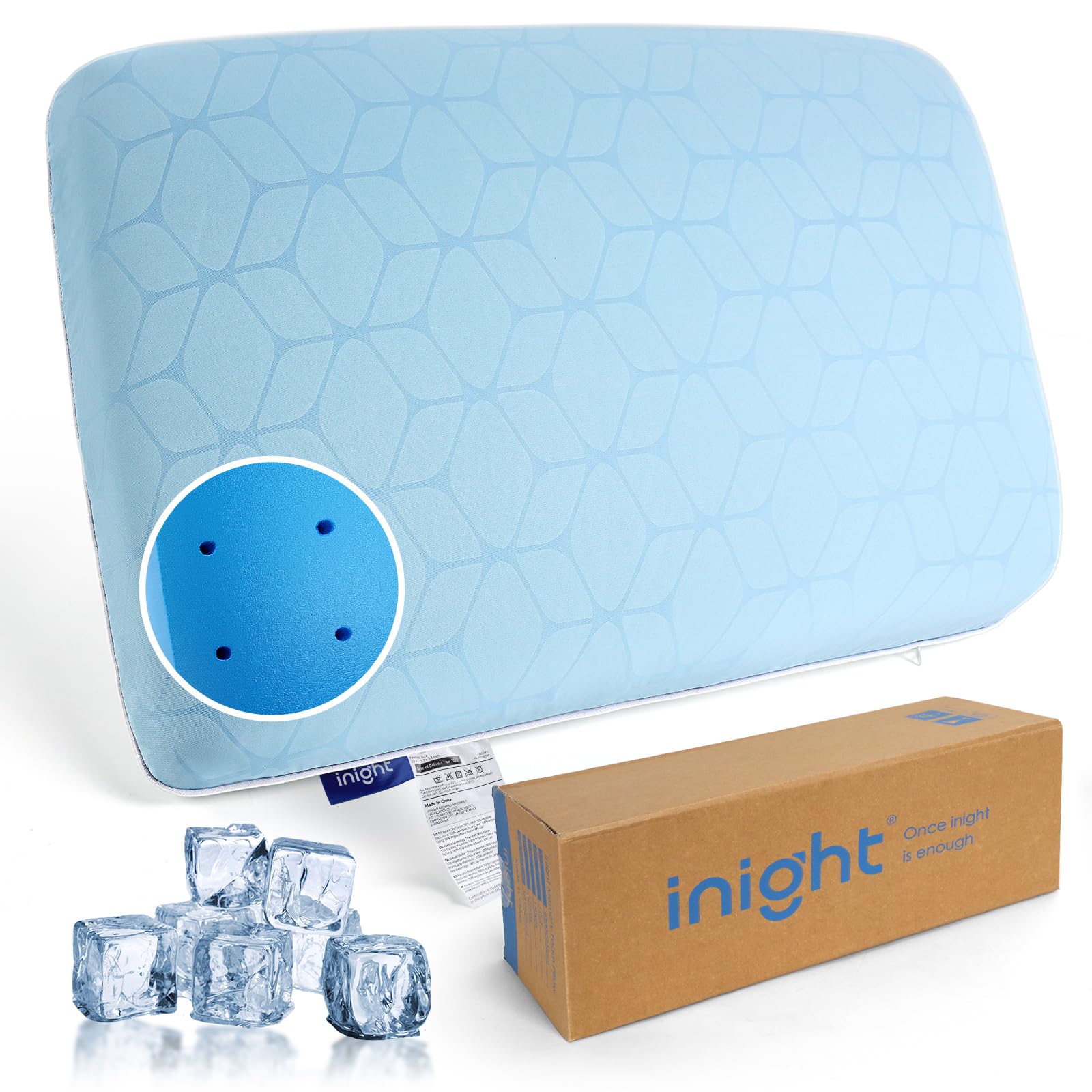 inight Cooling Pillow, Firm Pillow Memory Foam Pillows, Cooling Gel Pillow for Hot Sleepers, Side Sleepers Pillow, Bed Pillows for Sleeping with Oeko-TEX & CertiPUR-US, Standard Size