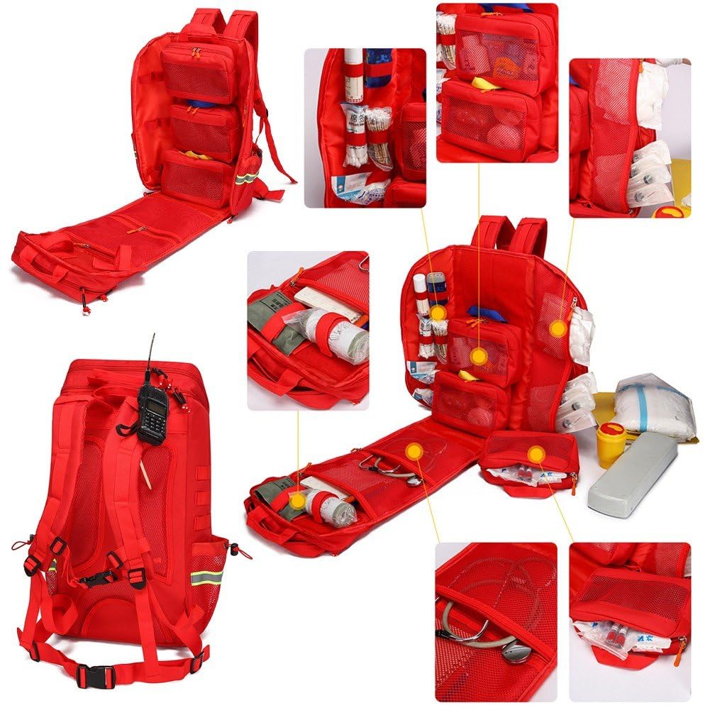 Mochila De Primeros Auxilios, Bolsa Médica con Tira Reflectante, Bolsa Vacía para Primeros Auxilios para Emergencias, Ideal para Acampar, Ciclismo Y Senderismo.