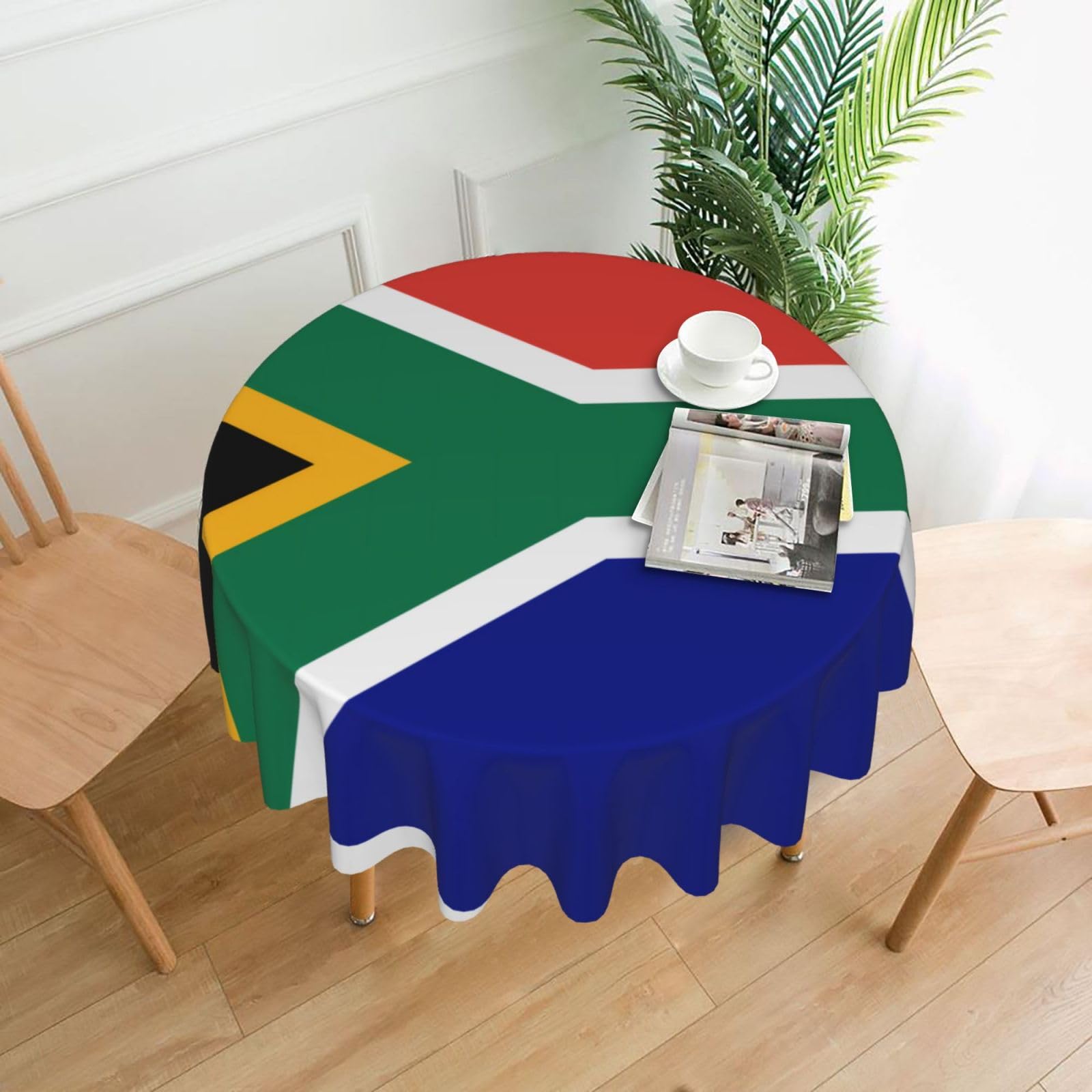 ZHAOUR South African Flag Print Round Washable Tablecloth – Table Cover