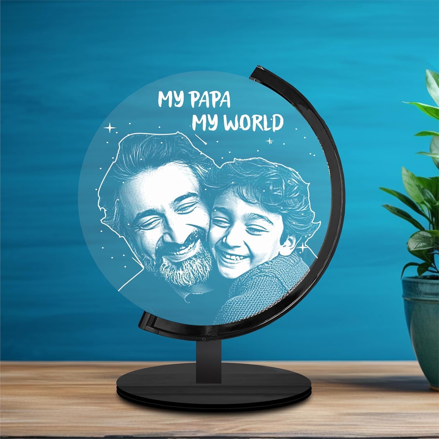 ZOCI VOCI Personalized “My Papa My World” Love Lamp, Circular LED Photo Lamp for Papa, Birthday Gift for Dad, Birthday Gift for Father, Personalized Gift for Men 3