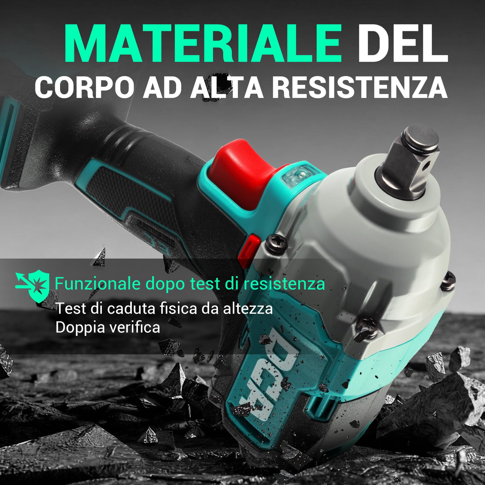 DCA Avvitatore a Impulsi Brushless da 20V, 682Nm di Coppia Massima, Attacco ad Anello da 13mm, Batteria al Litio da 4000mAh*2, 4 Modalità, Luce LED, Design Compatto, Funzione Smart Loosen, ADPB520