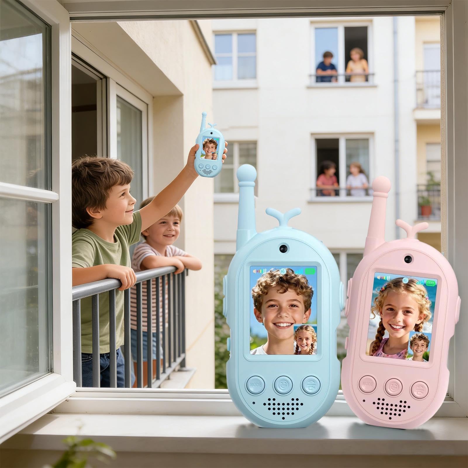 Walkie Talkies De Video para Niños Juego de 2 Unidades Recargables
