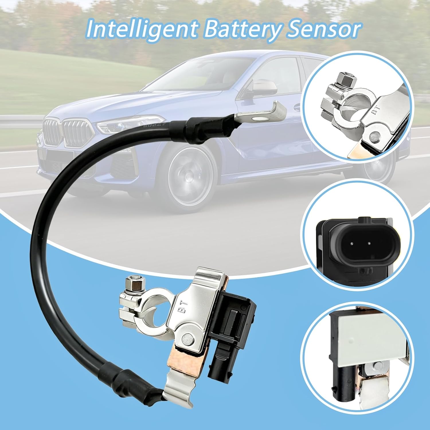 61216819309 Battery Cable Negative w/Intelligent Battery Sensor Fit for BMW X6 X5 2014-2019 Replace 61219329885 61219380966 6PK010561901