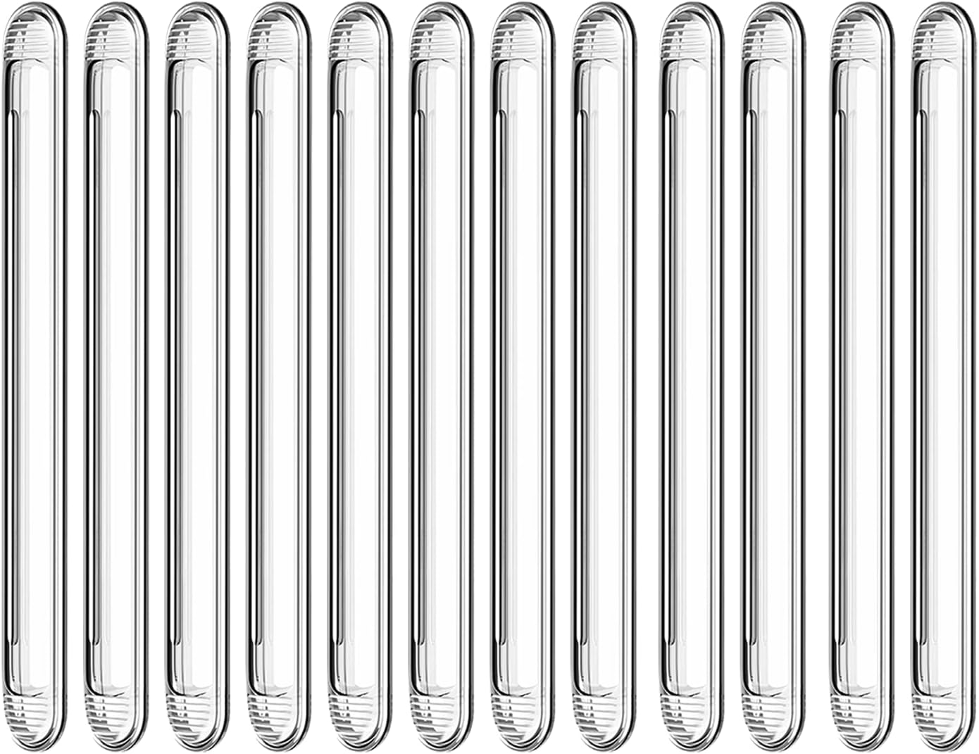 Clear Furniture Bumpers 12-Pack (12 Long) - Adhesive Backed Silicone Rubber Wall Protector Pads for Chair, Cabinet, Shower Door, Drawer, Toilet Lid, Car Door Guard