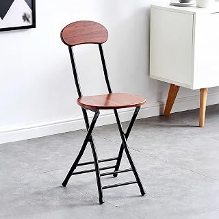 Juego de sillas plegables de madera con respaldo - 2 sillas altas tipo barra y mesa, estructura de acero antideslizante, fácil almacenamiento, ideal para usar en la barra del comedor (marrón, 31x24cm/