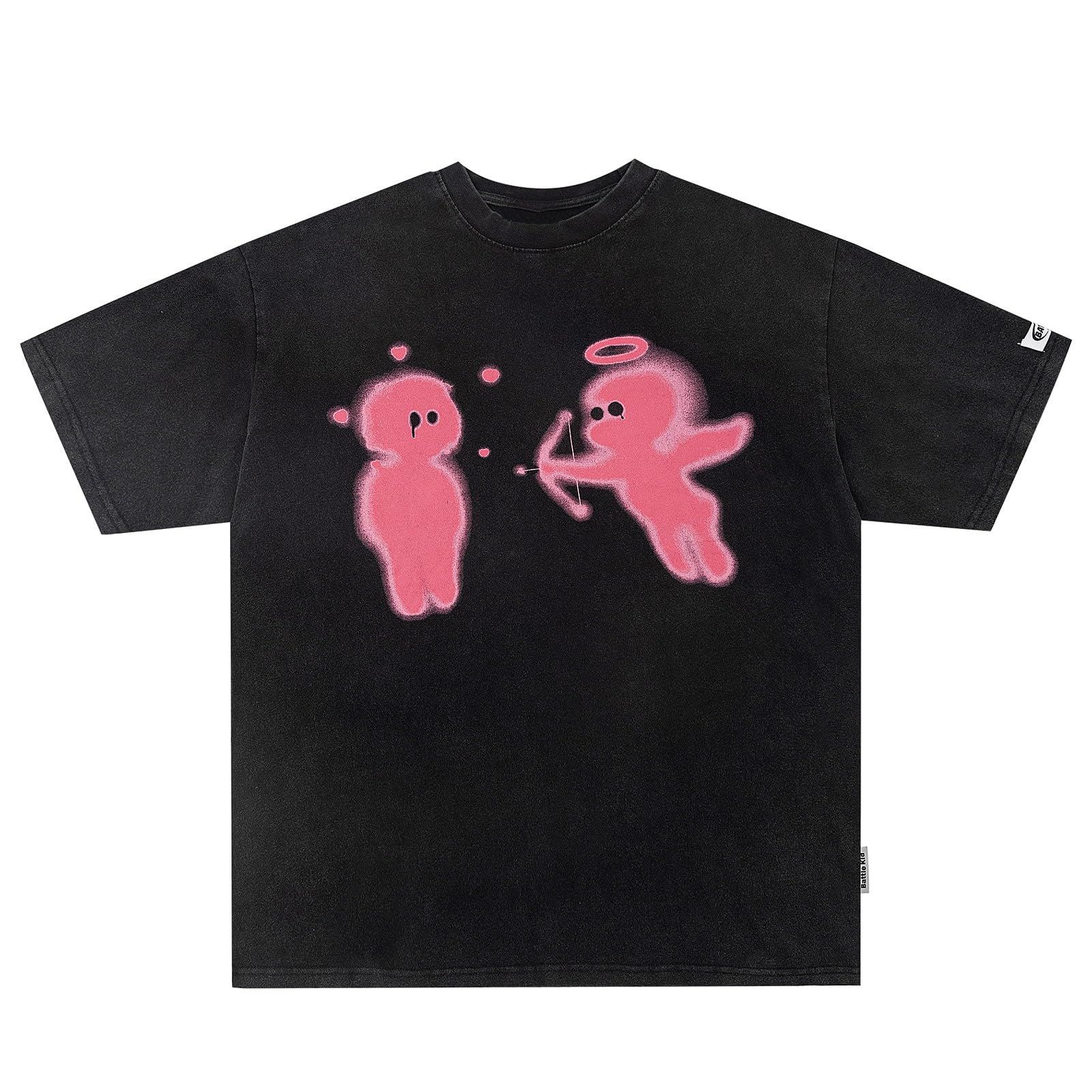 VamtacMens Oversized Graphic Tees Y2k Vintage Graffiti Short Sleeve Shirts Streetwear Tops Tshirt Unisex Black