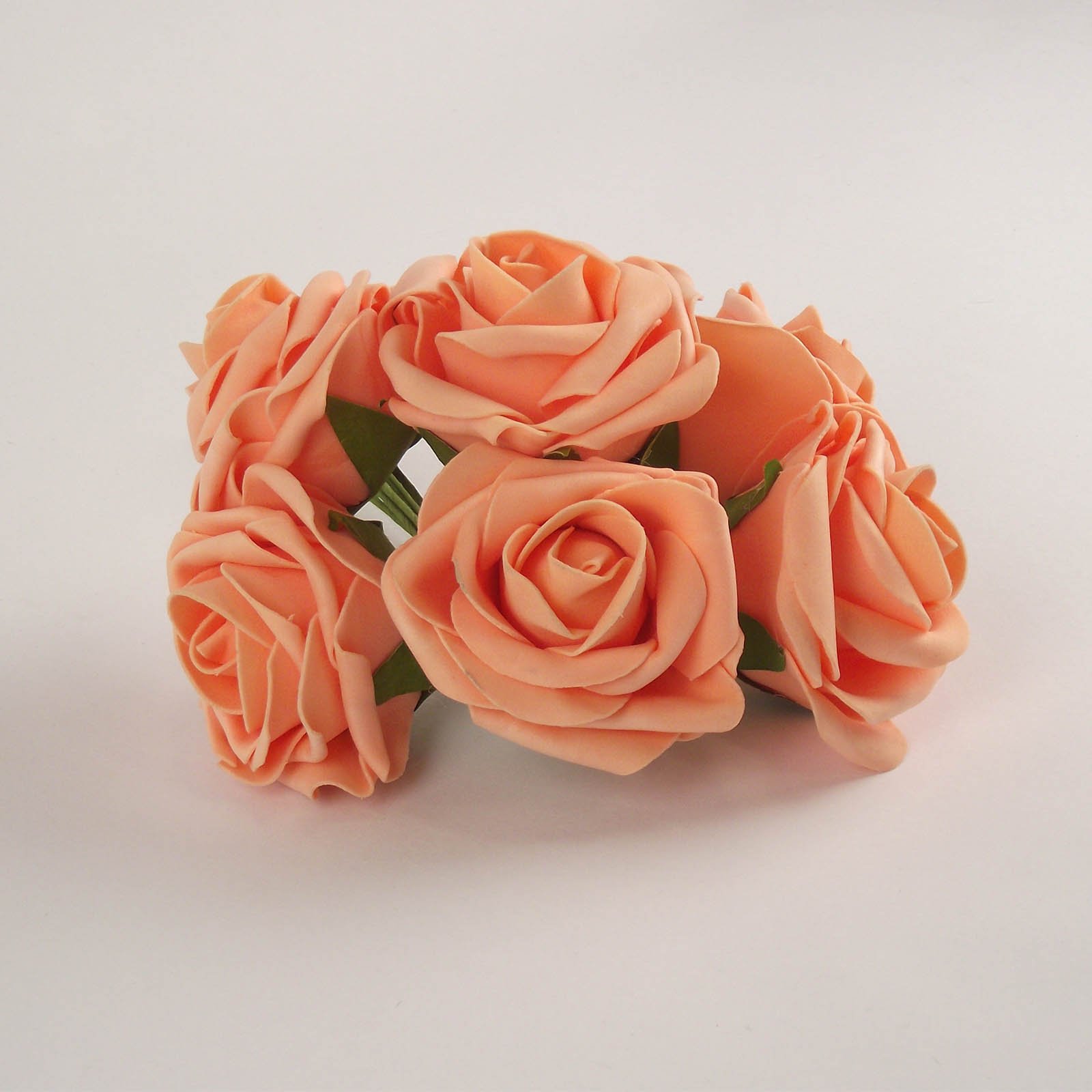 Meena Supplies Large Bunch of 6 Colourfast Artificial Soft Foam Roses Orange - Artificial Flowers