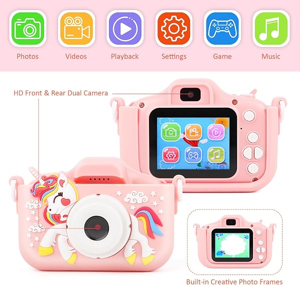 Mini Ricaricabile Fotocamera Digitale, MXTIMWAN 1080P HD Videocamera, 2,0 IN Schermo Fotocamera Digitale, HD Selfie Fotocamera 32G - 2