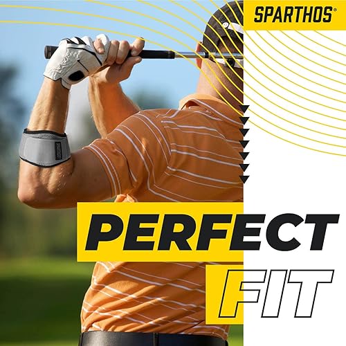Miniatura 12 de Sparthos Codera de tenis (paquete de 2) – para tendinitis, dolor de antebrazo, soporte de codo de golf – Banda de brazo con almohadilla