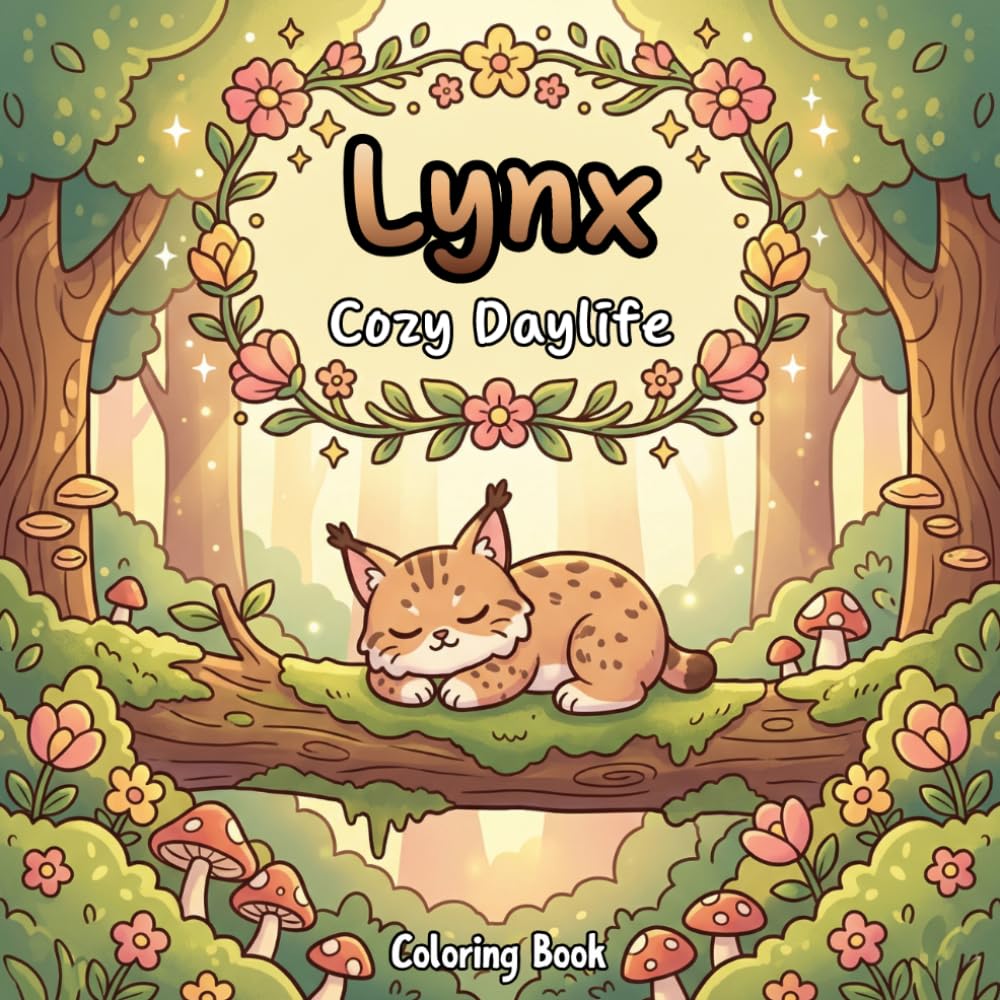 Lynx Cozy Daylife: Coloring Book For Kids And Adults Featuring 50 Delightful Pages Of Cute Animals In Relaxing Daylife Scenes. Enjoy Easy-To-Color ... Fun. (Animal Cozy Daylife Coloring Book)