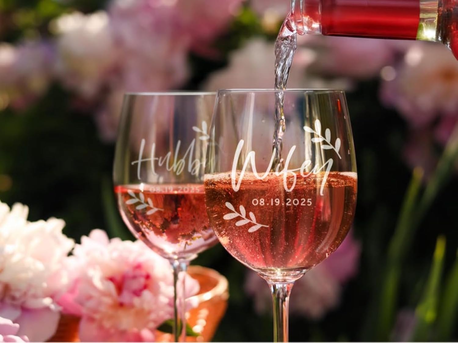 Personalized Wine Glass,Engraved Personalized Wine Glasses Set of 2,Engagement Anniversary Couple Gifts,Bridal Shower,Wedding Gifts,Monogram Housewarming Gift