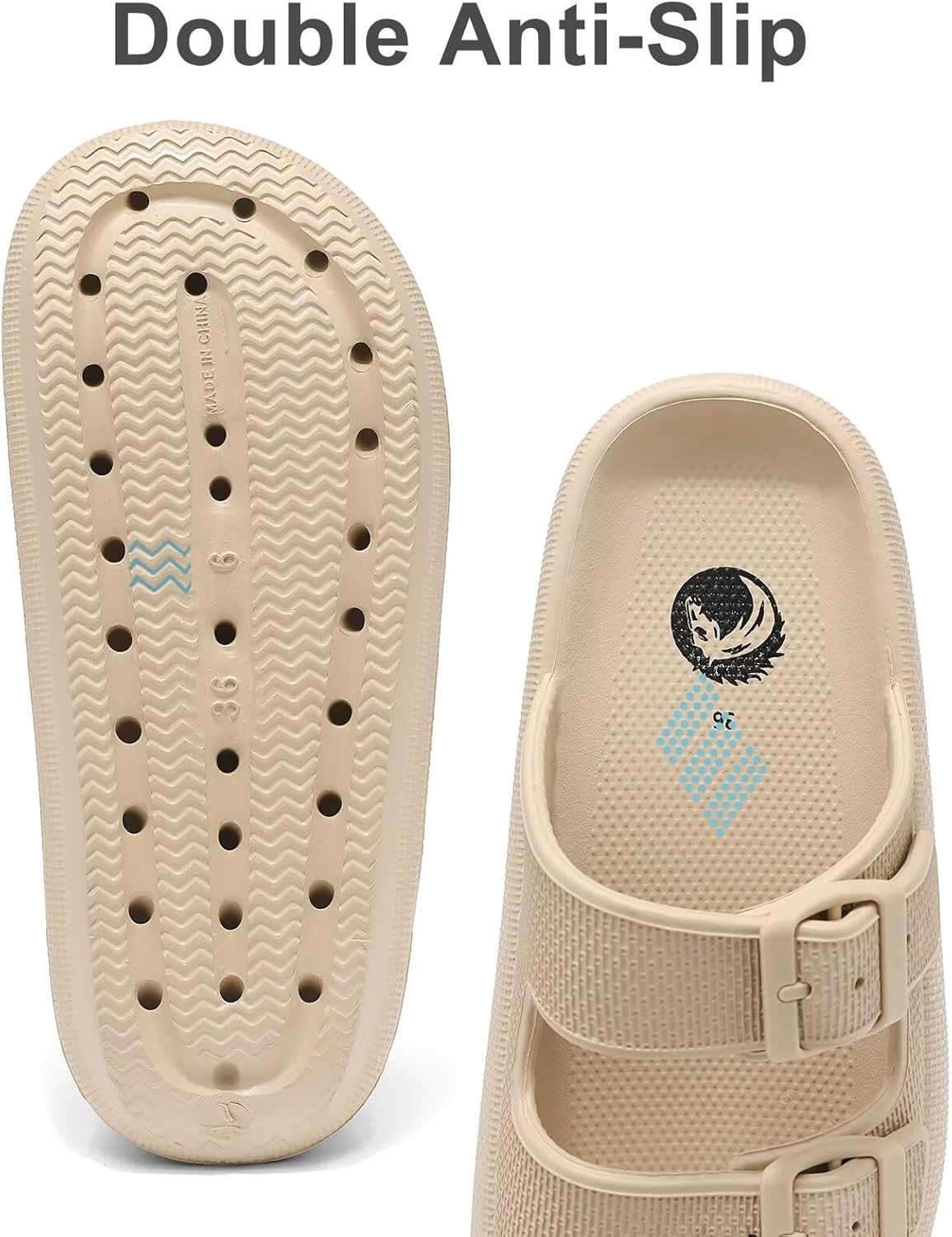 Haifago Cloud Slide Sandals for Women Comfort Recovery Pillow Sandal, Lightweight House Bathroom Shower Slippers Adjustable Double Buckle Platform Slide - Image 5