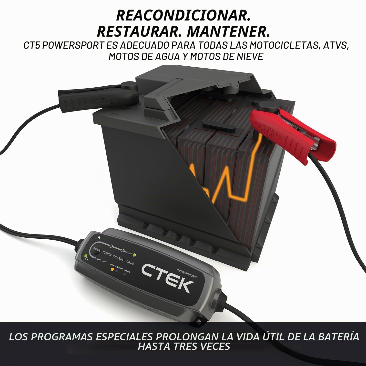 CTEK Cargador de batería de Coche para Coche Camiones Moto Batería Desde 5Ah | Potección contra Cortocircuito 40-310