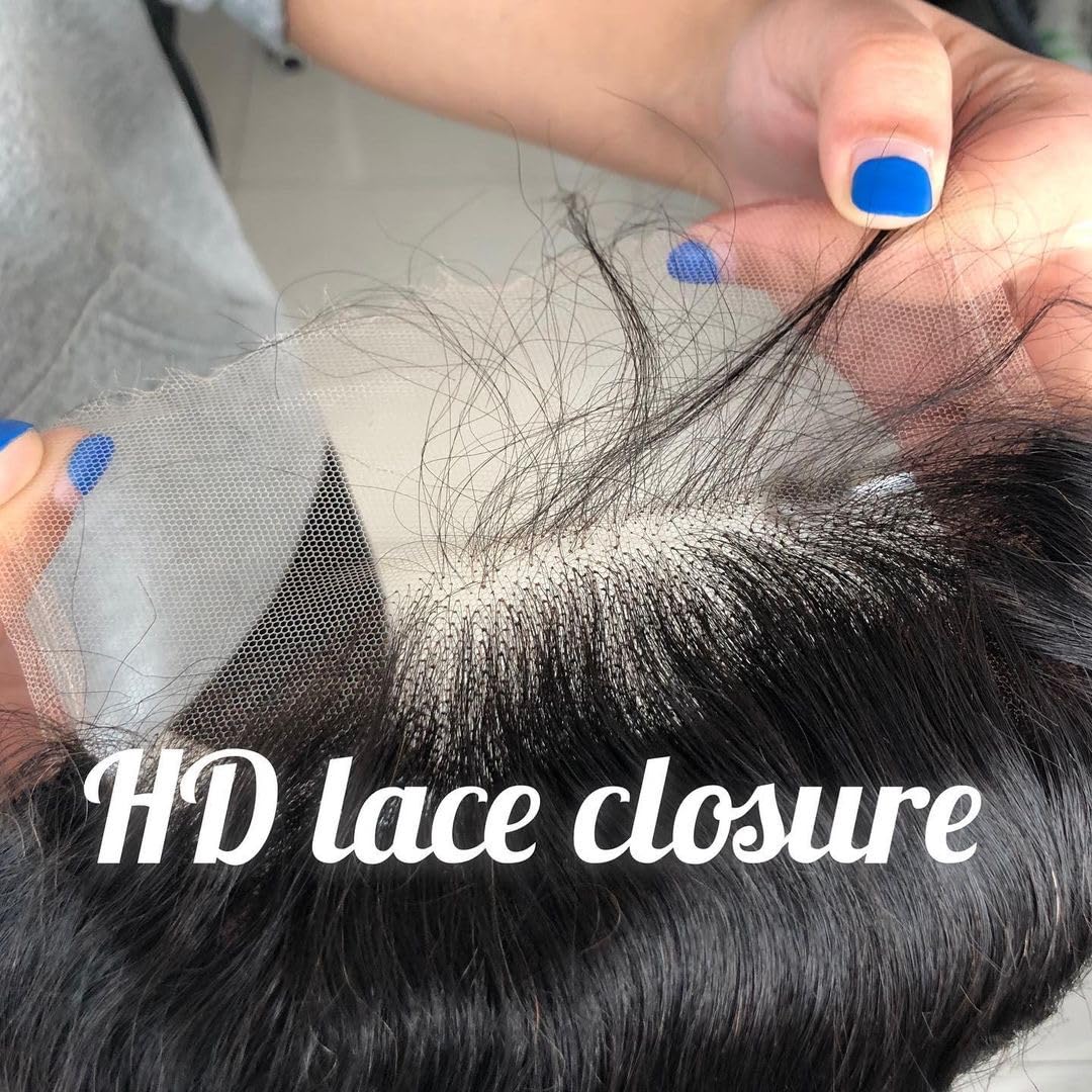 Savasana 5x5 HD Lace Closure Human Hair Body Wave Pre Plucked with Baby Hair HD Closure for Black Women Skin Like Brazilian Virgin Natural Black 16 Inch