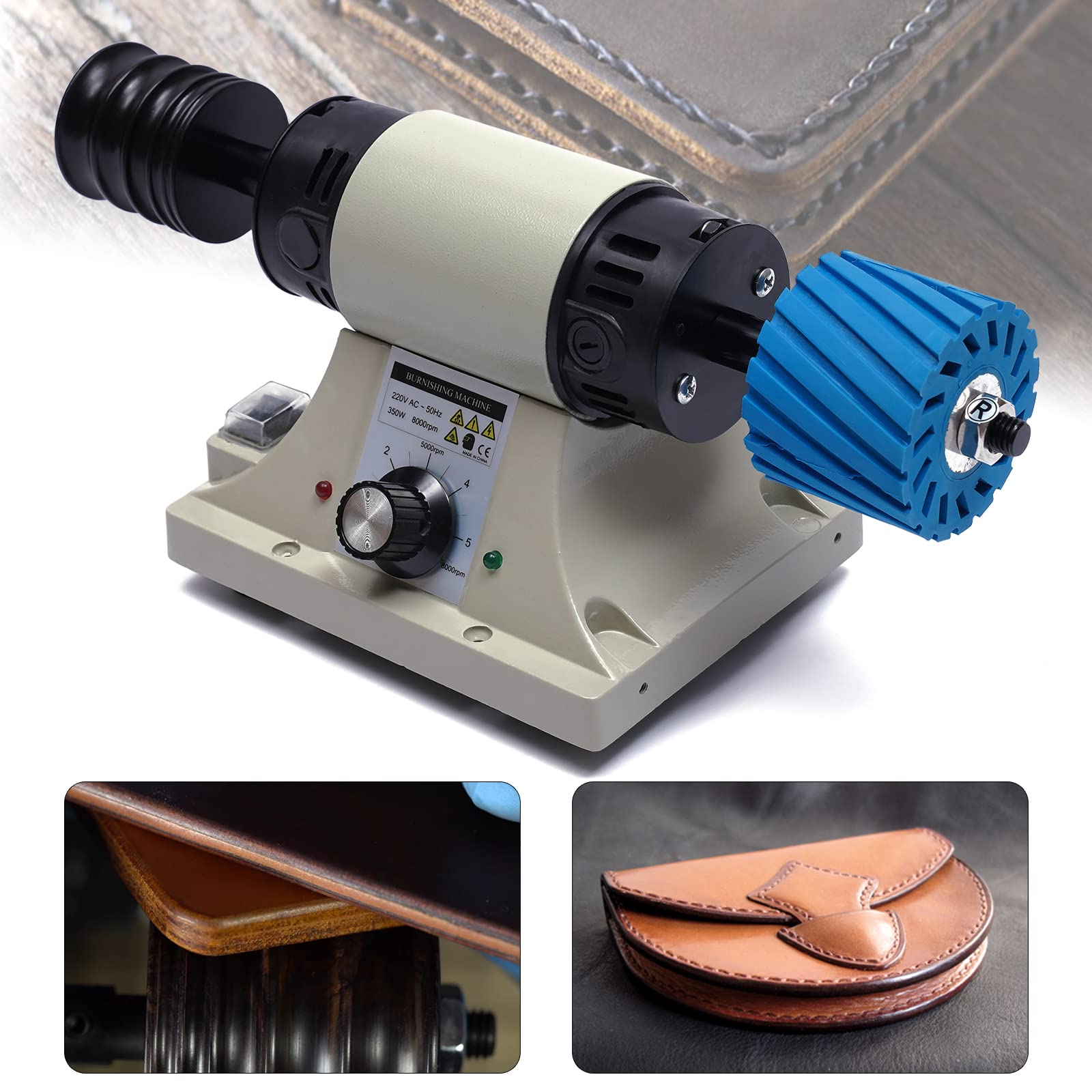 Polisseuse pour cuir, 350 W, polisseuse pour cuir, ponceuse de bords pour cuir tanné végétal, portable et facile à utiliser, 8000 tr/min