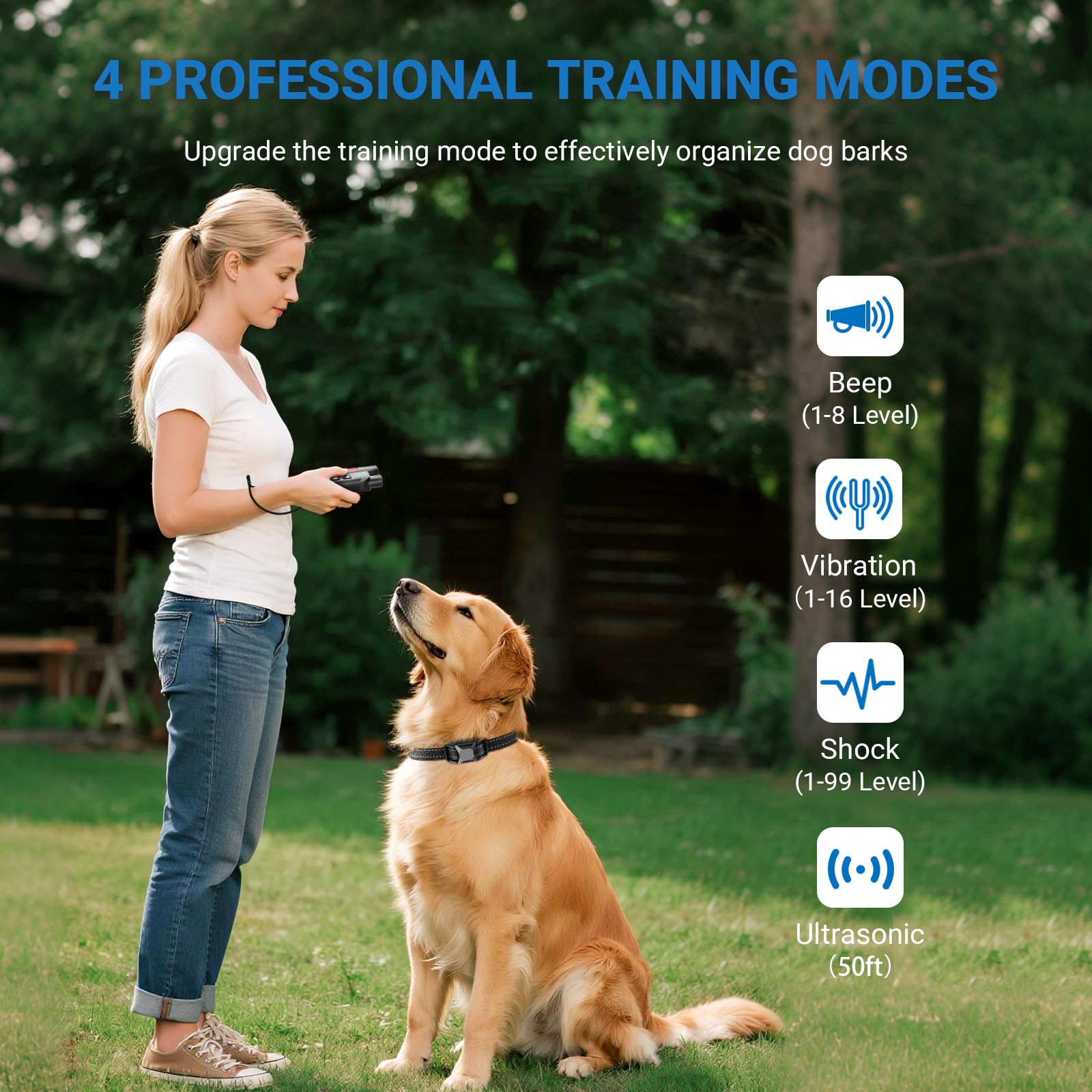 Dog Shock Collar with Remote Control,2000FT Range Dog Training Collar with 4 Training Modes,IP67 Waterproof Dog Bark Collar for Small Medium and Large Dogs - image 3