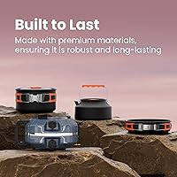 Vista 4 de Estufa de camping de propano de 2 quemadores de 20,000 BTUs con utensilios de cocina para acampar Overland Gris